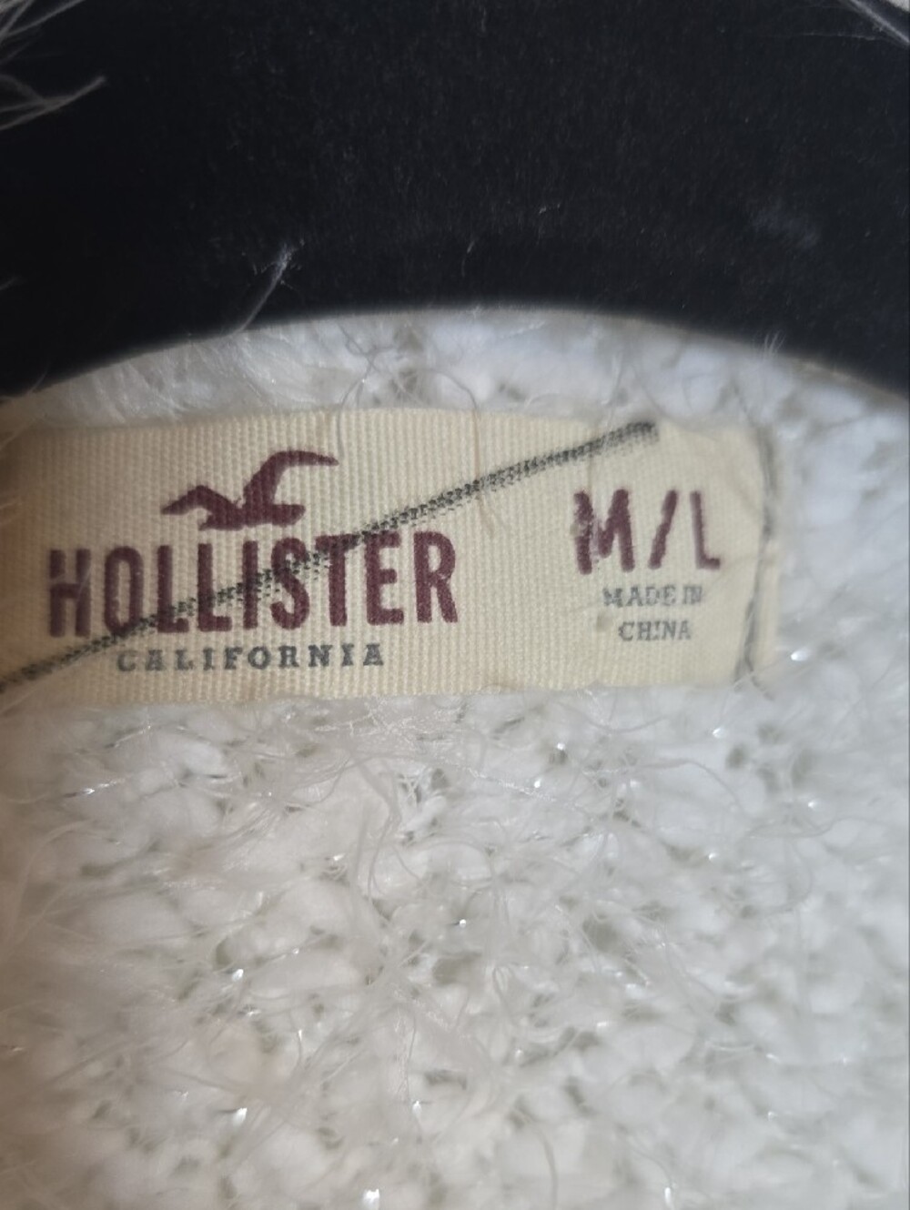 Hollister M Medium L Large Cream White Fuzzy Open-Front Women's Cardigan - Picture 3 of 4